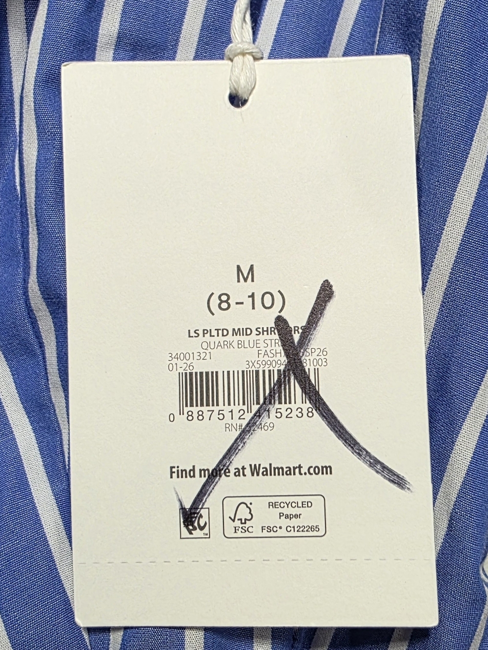 NWT!Free Assembly Long Sleeve Striped Midi Shirt Dress Women's Size M 8-10 Blue - Picture 7 of 7